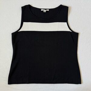 St. John Black and White Wool Blend Tank Top